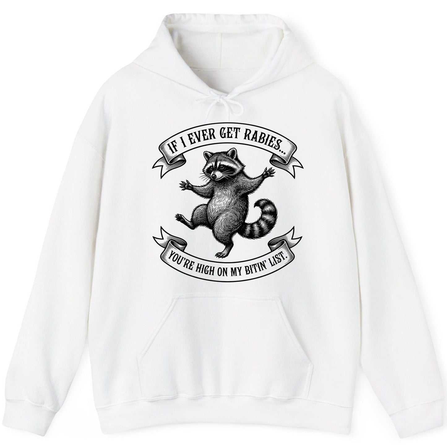 Subtle Raccoon Sketch raccoon Hoodie White product mockup