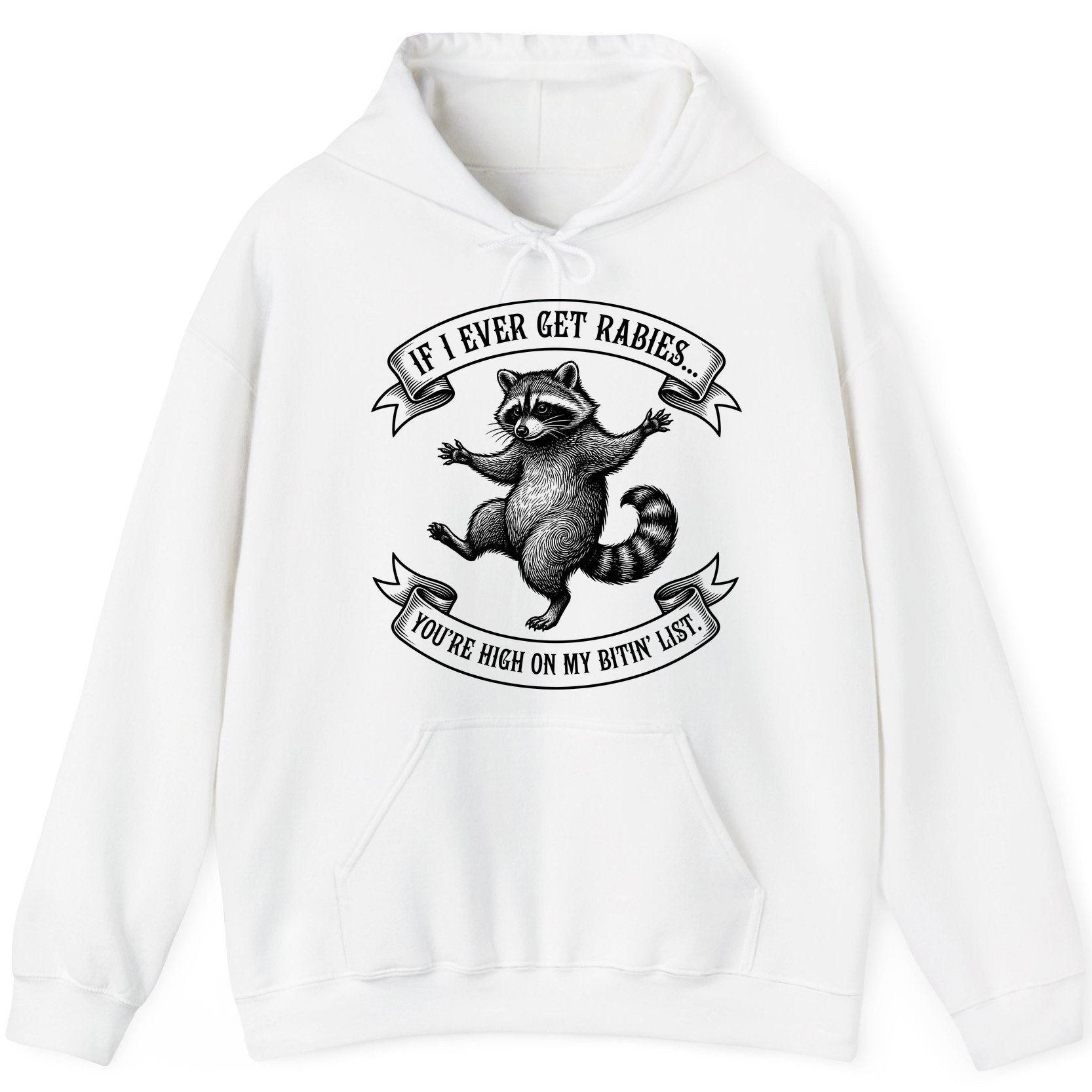 Subtle Raccoon Sketch raccoon Hoodie White product mockup