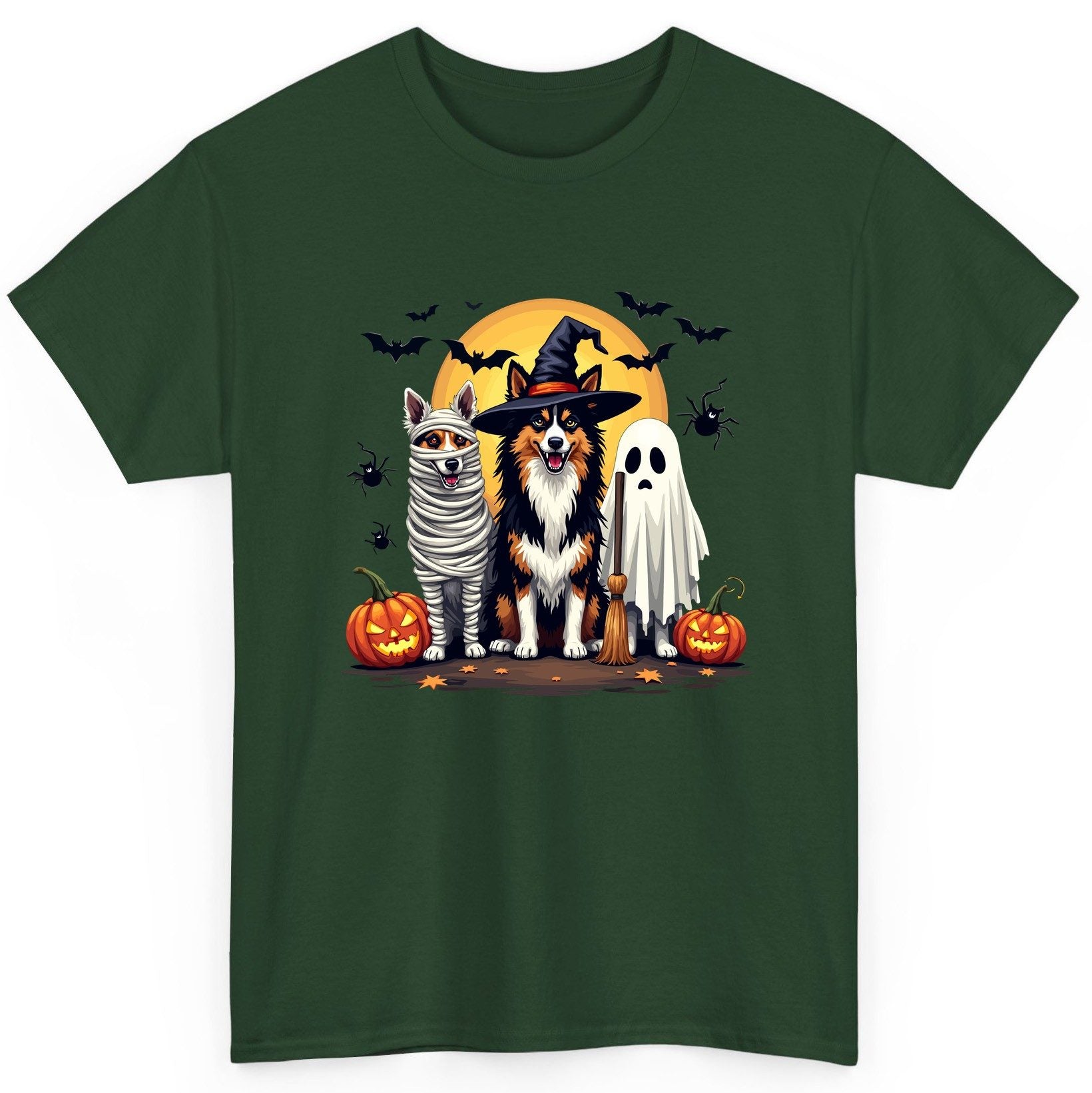 Halloween Dogs in Costumes Halloween dogs T-Shirt Forest Green product mockup