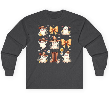 Boo Haw Cute Ghost cute ghost Long Sleeve Tee Dark Heather product mockup