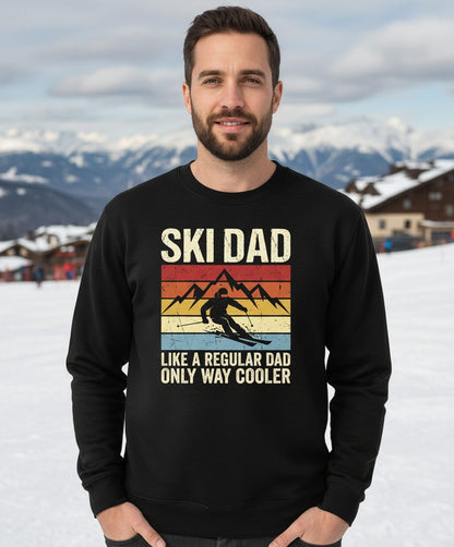 Ski Dad Like a Regular Dad Only Way Cooler skiing Sweatshirt Black lifestyle mockup