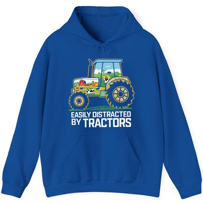 Easily Distracted by Tractors farming Hoodie Royal product mockup