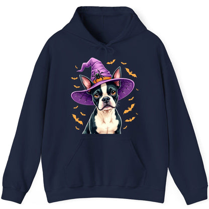 Halloween Boston Terrier Witch boston terrier Hoodie Navy product mockup