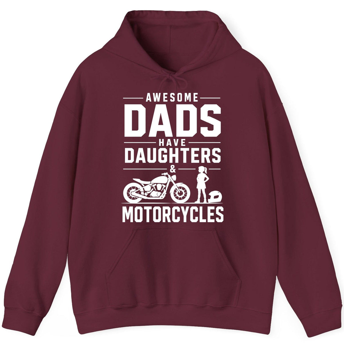Awesome Dads Have Daughters & Motorcycles motorcycle dad Hoodie Maroon product mockup