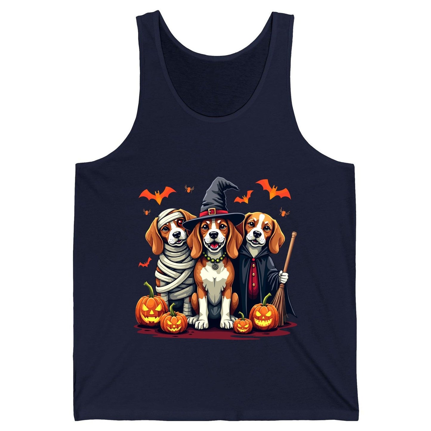 Halloween Beagles Costume beagles in Halloween costumes Tank Top Navy product mockup