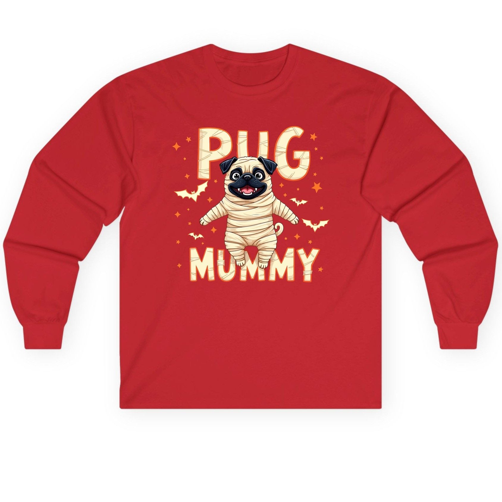 Pug Mummy pug Long Sleeve Tee Red product mockup