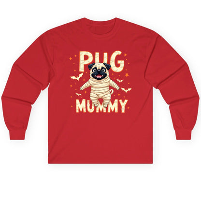 Pug Mummy pug Long Sleeve Tee Red product mockup