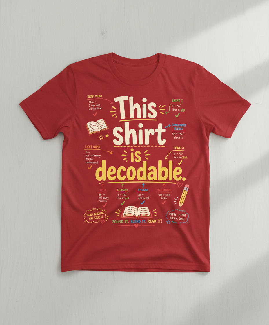 This Shirt Is Decodable Phonics Teacher T-Shirt - Red