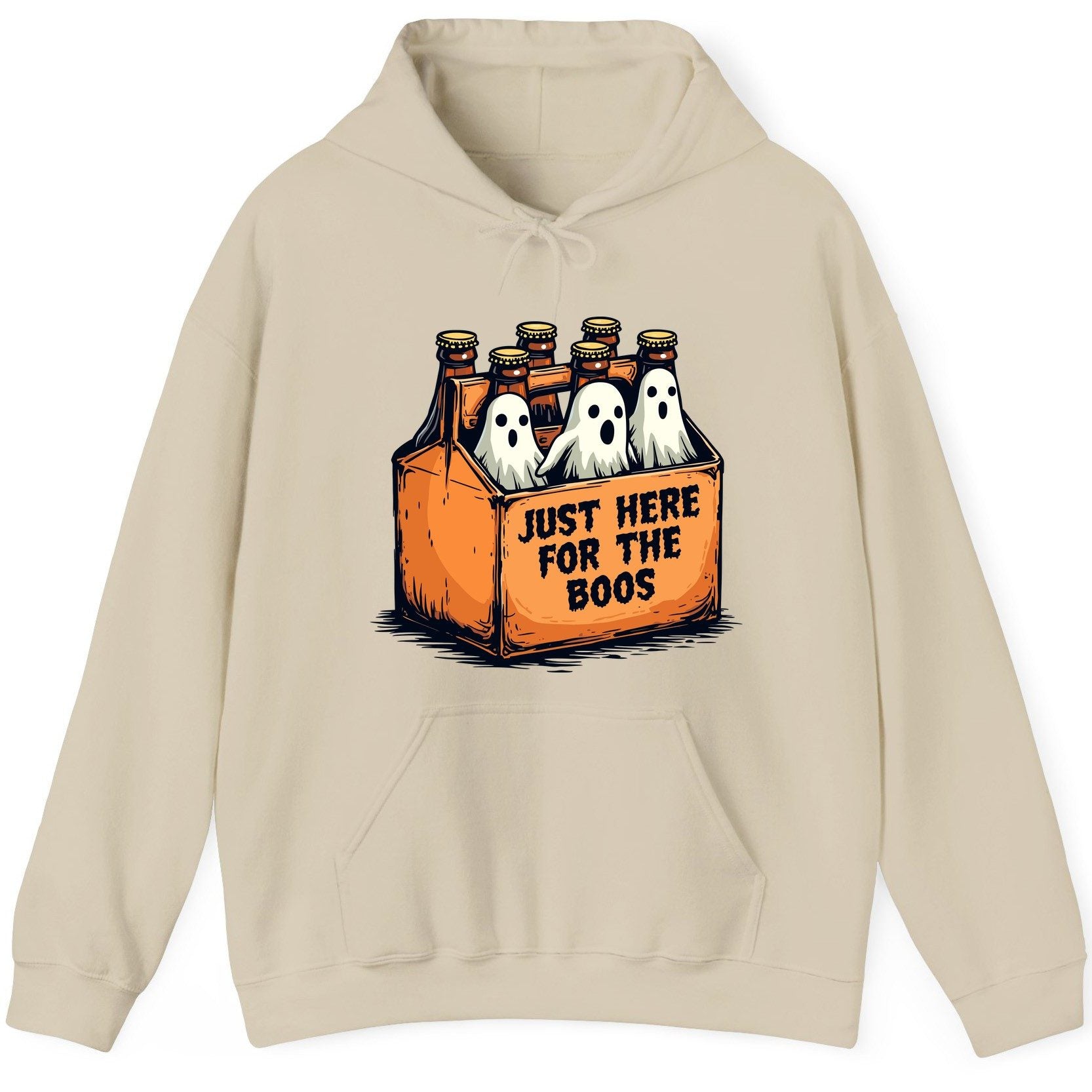 Just Here for the Boos Halloween Hoodie Sand product mockup