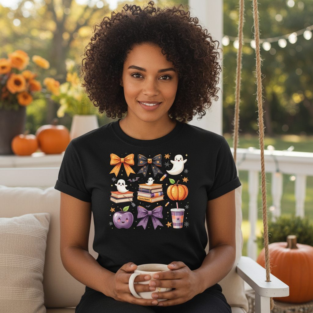 Spooky Season Halloween T-Shirt Black lifestyle mockup