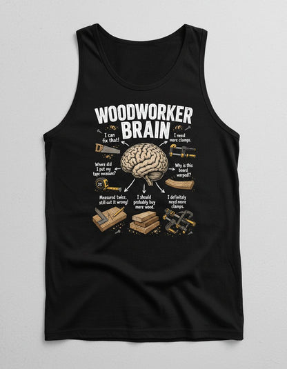 Woodworker Brain Funny Woodworking Tank Top - product mockup - Black