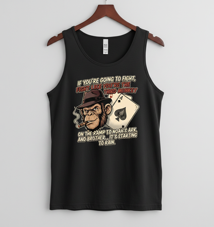 Third Monkey on Noah's Ark Fighting Quote Tank Top - Black