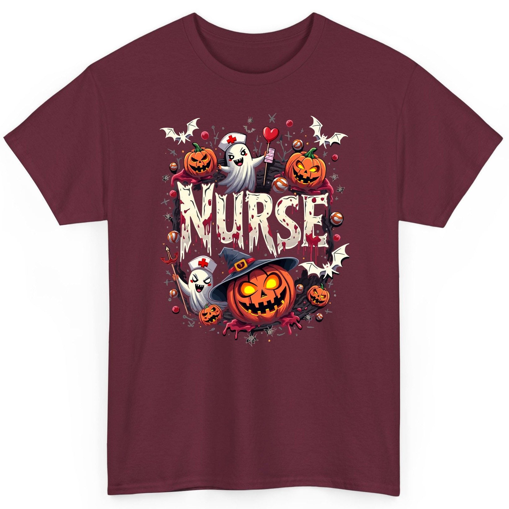 Nurse Halloween nurse T-Shirt Maroon product mockup