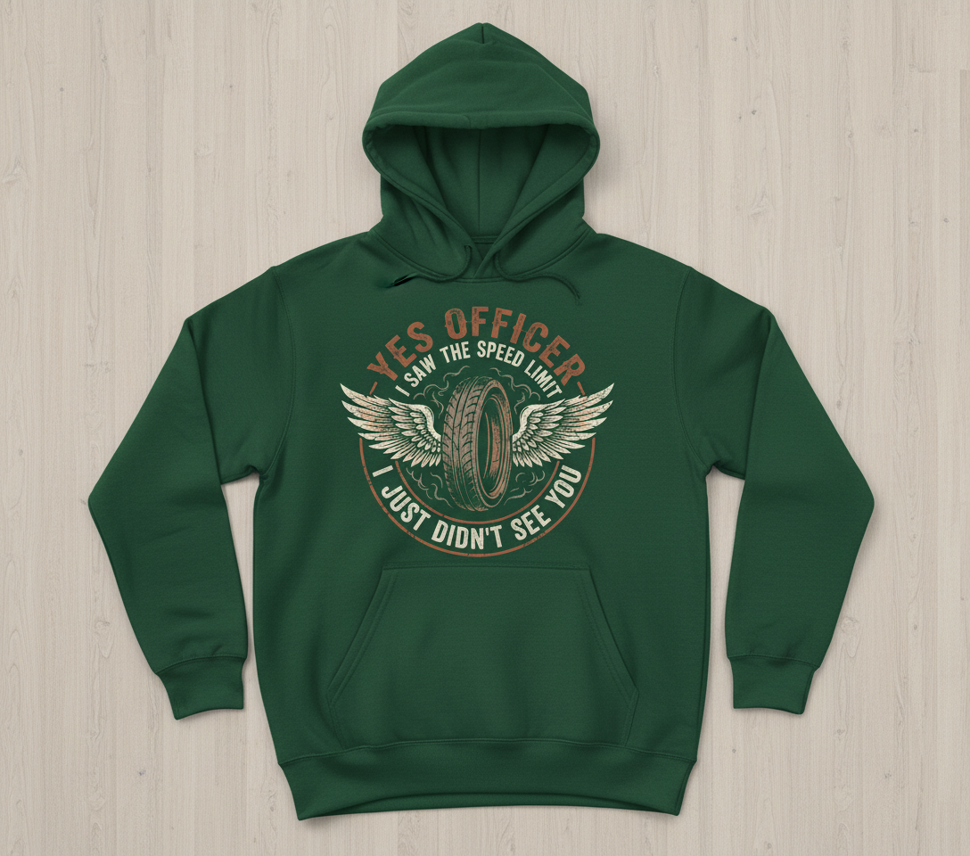 Yes Officer I Saw The Speed Limit Motorcycle Humor Hoodie - Forest Green