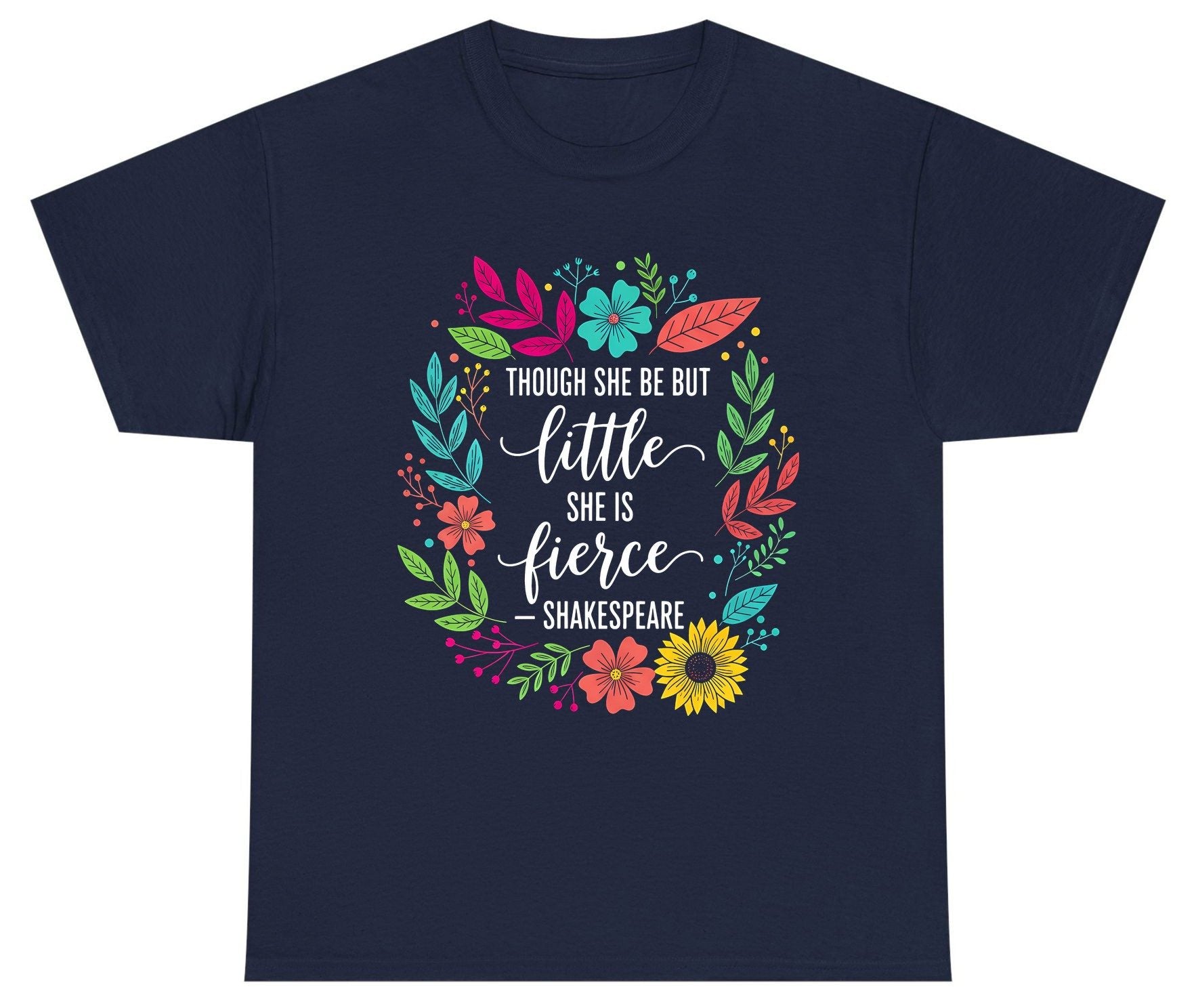 Though She Be but Little She Is Fierce - Shakespeare empowerment Youth T-Shirt Navy product mockup