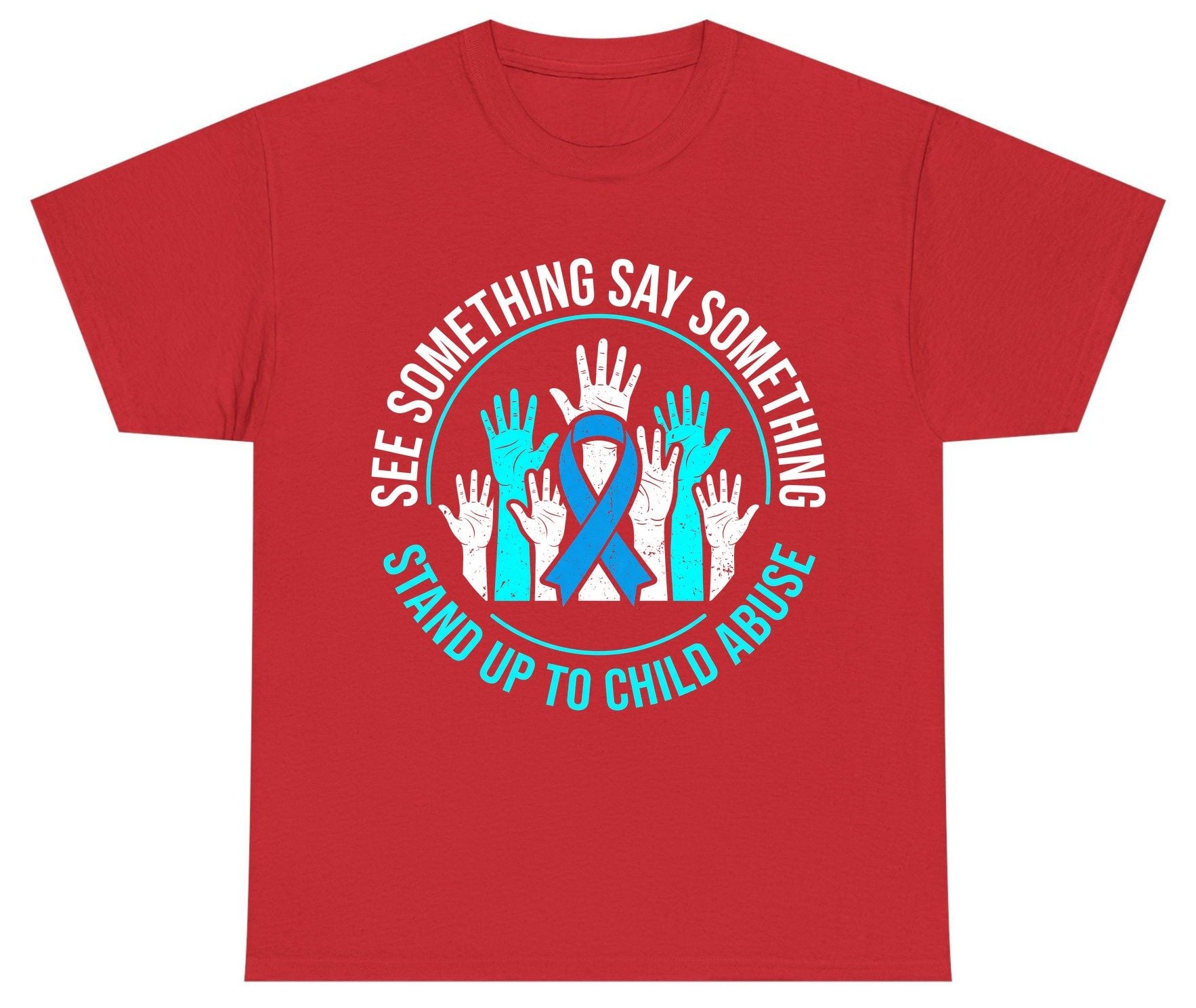 See Something Say Something Stand Up to Child Abuse Youth T-Shirt - product mockup - Red