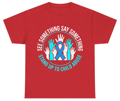 See Something Say Something Stand Up to Child Abuse Youth T-Shirt - product mockup - Red