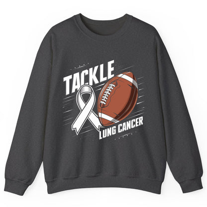Tackle Lung Cancer lung cancer awareness Sweatshirt Dark Heather product mockup