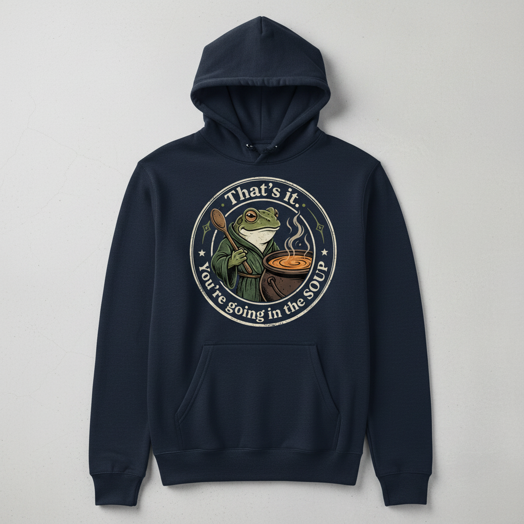That's It You're Going In The Soup Frog Meme Hoodie - Navy