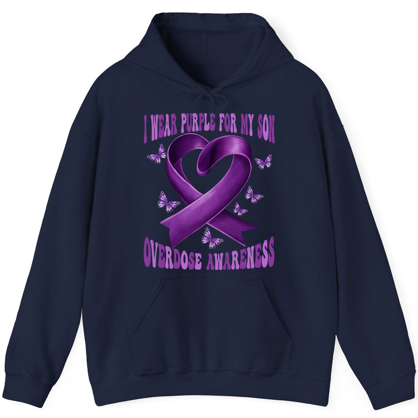 I Wear Purple for My Son Overdose Awareness overdose awareness Hoodie Navy product mockup