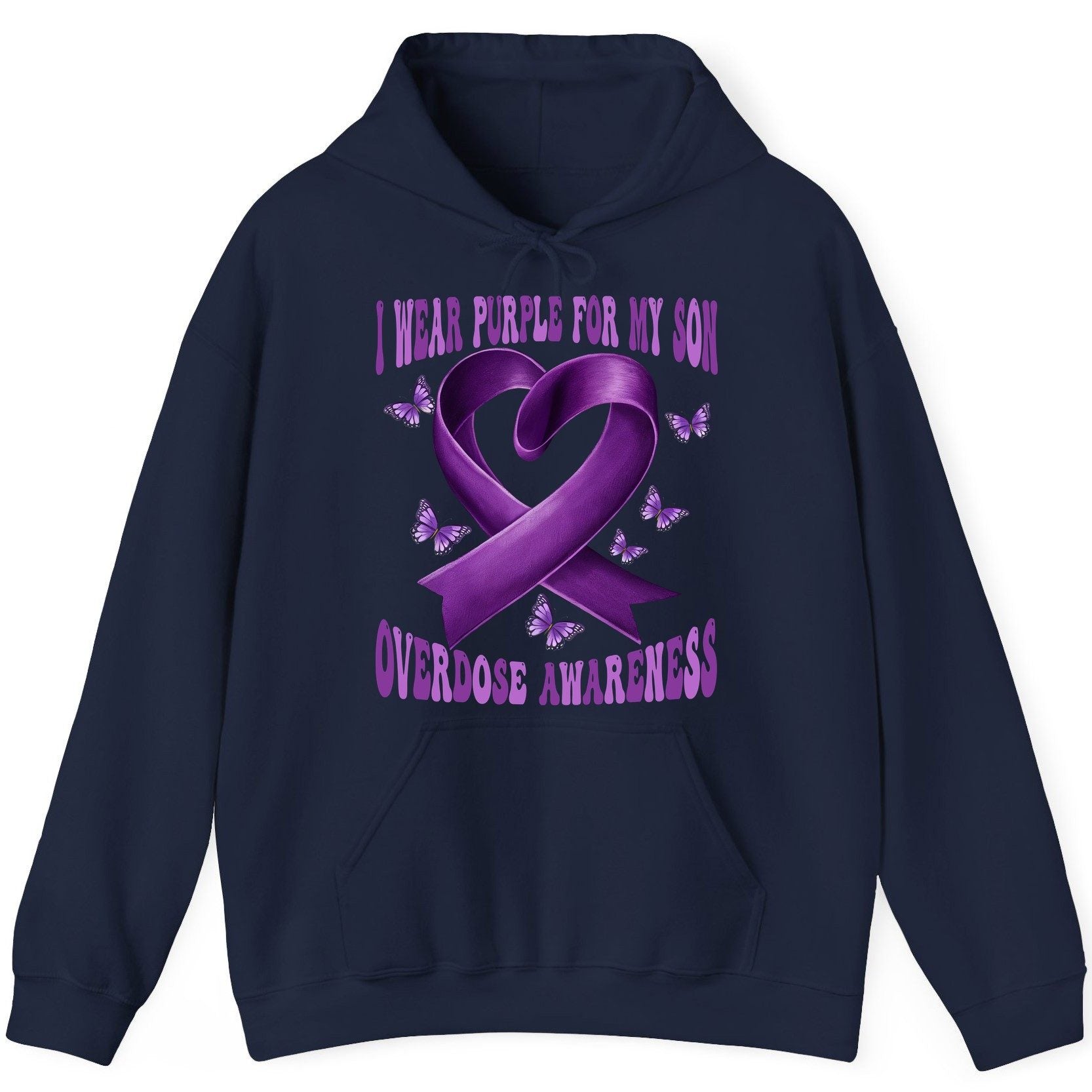 I Wear Purple for My Son Overdose Awareness overdose awareness Hoodie Navy product mockup