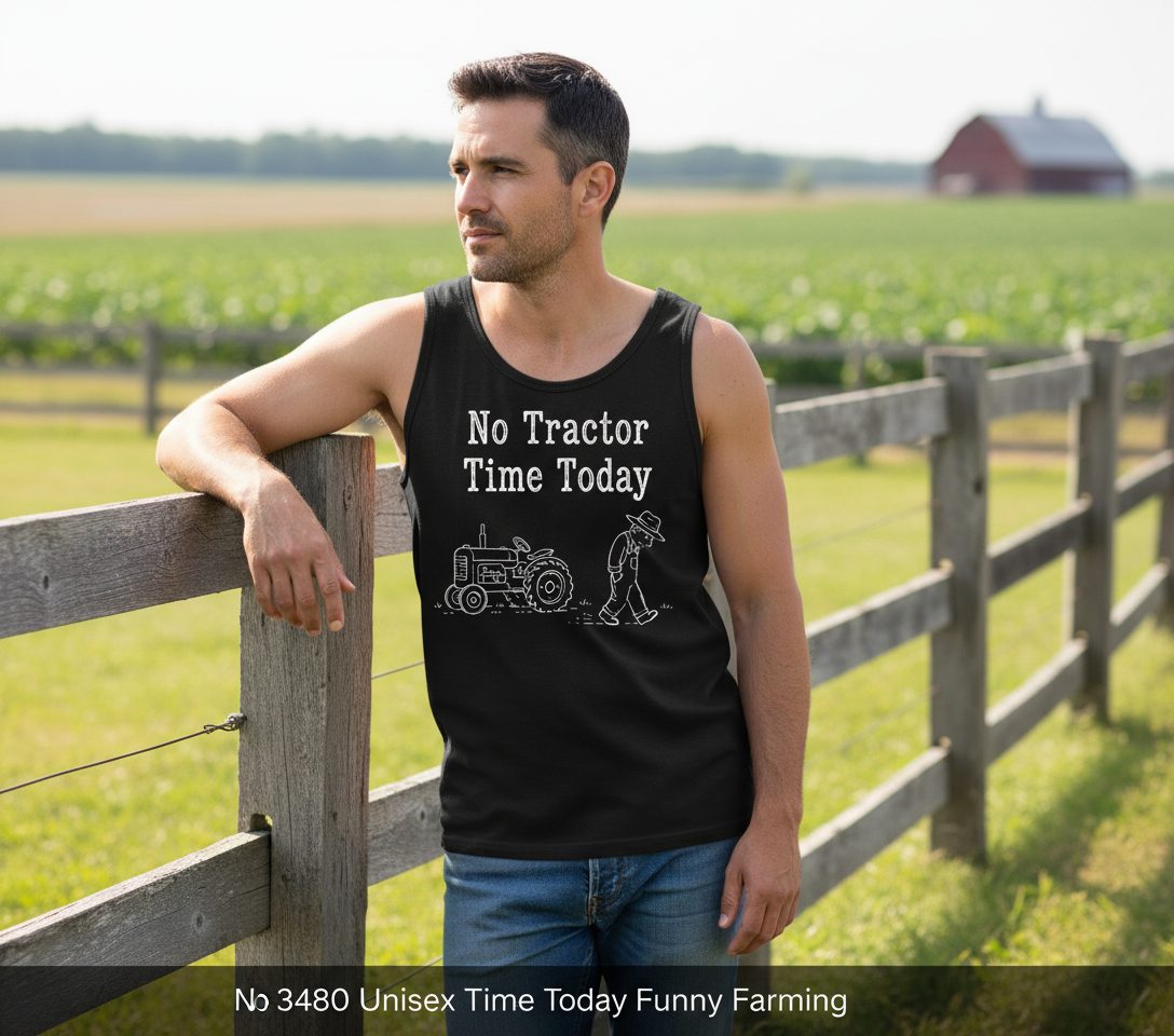 No Tractor Time Today Funny Farming Tank Top - lifestyle model mockup - Black