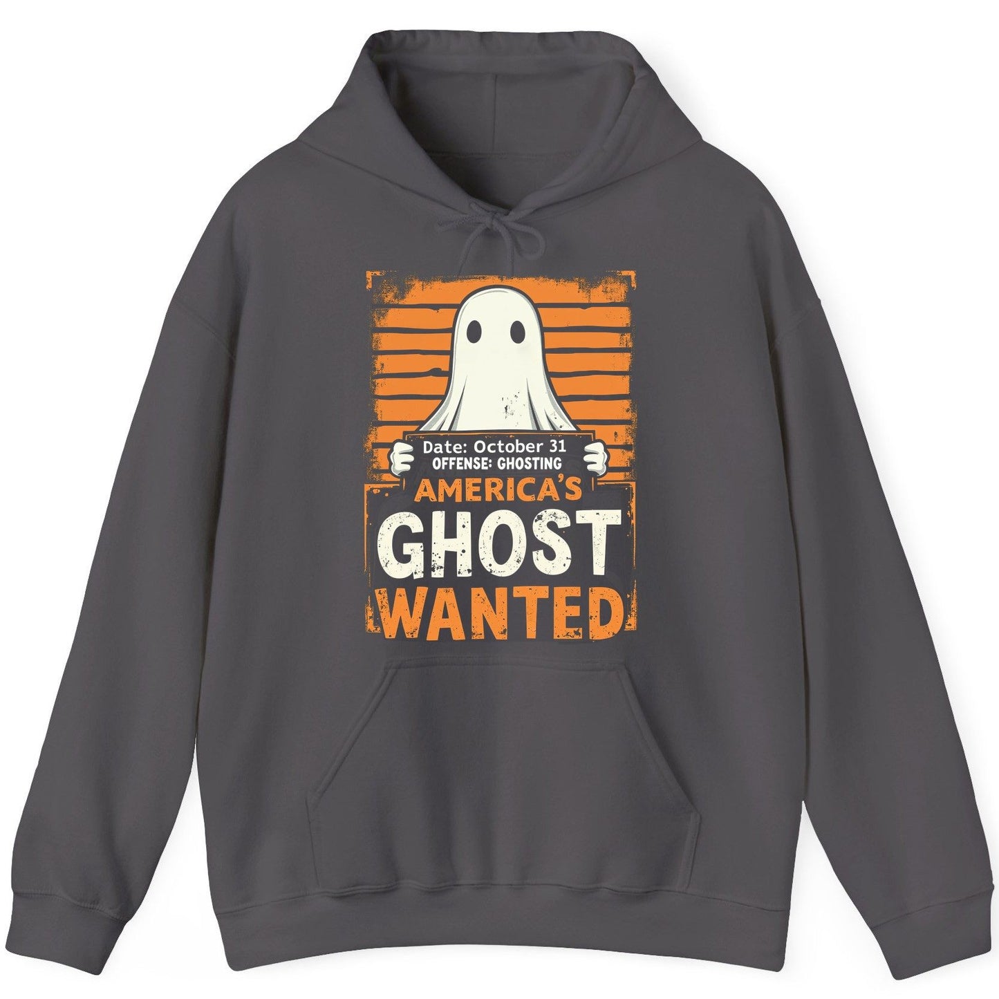Date October 31 Offense Ghosting America's Ghost Wanted ghost Hoodie Charcoal product mockup