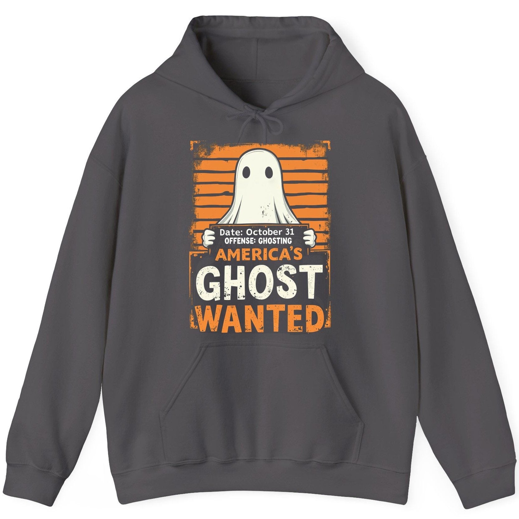 Date October 31 Offense Ghosting America's Ghost Wanted ghost Hoodie Charcoal product mockup