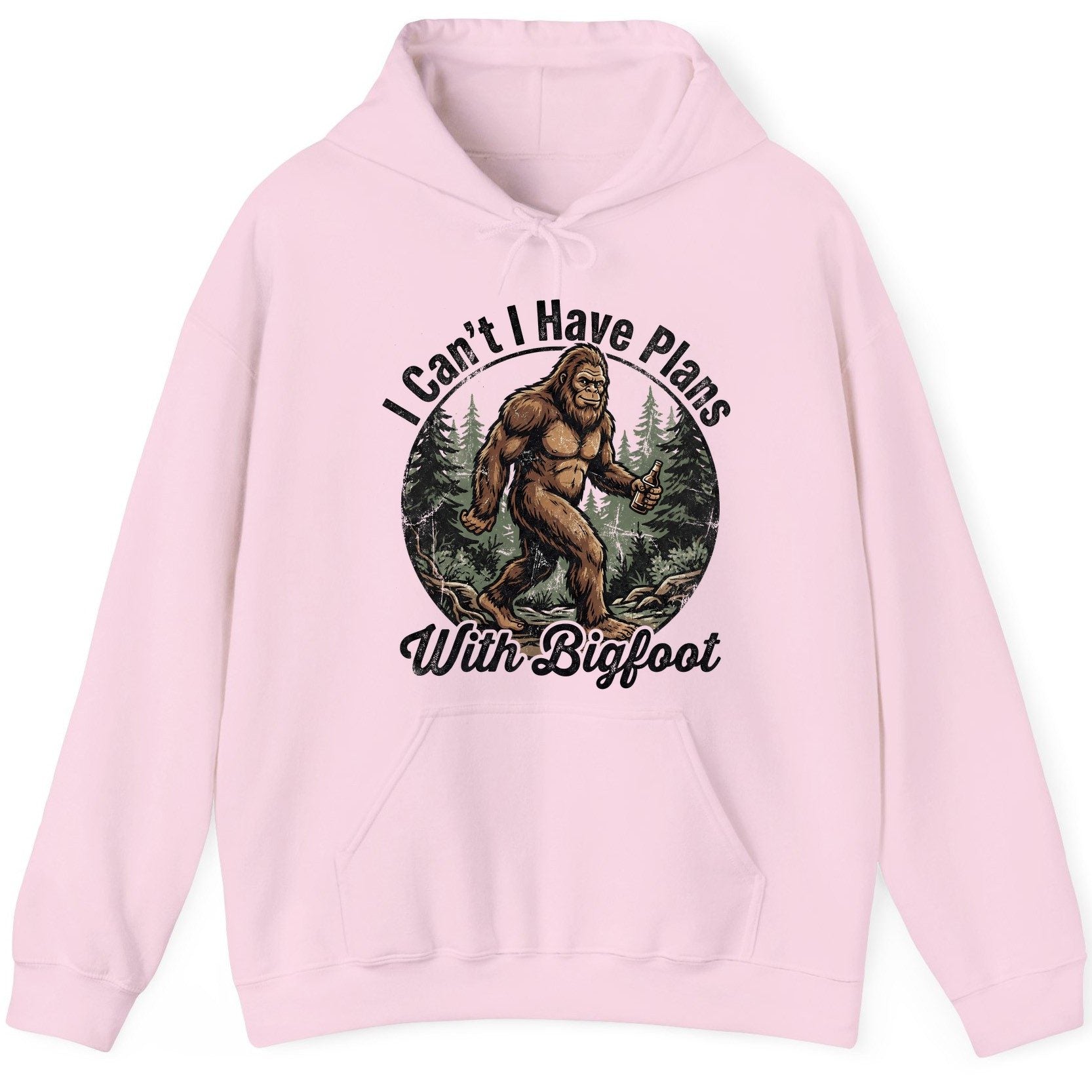 I Can't I Have Plans with Bigfoot bigfoot Hoodie Light Pink product mockup