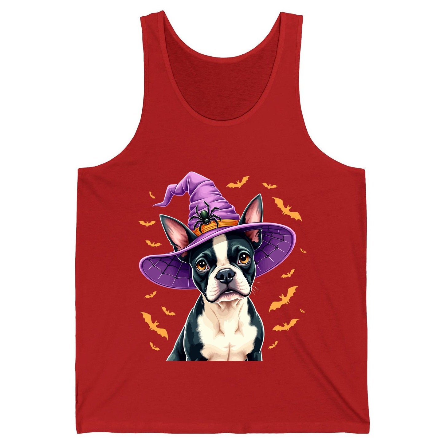 Halloween Boston Terrier Witch boston terrier Tank Top Red product mockup