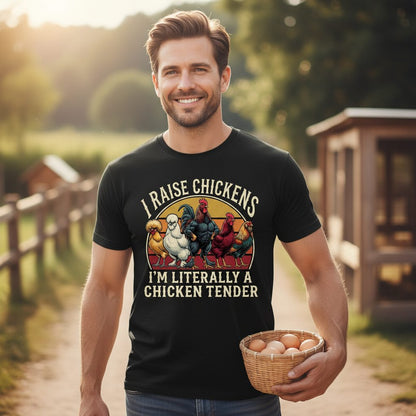 I Raise Chickens I'm Literally a Chicken Tender chickens T-Shirt Black lifestyle mockup