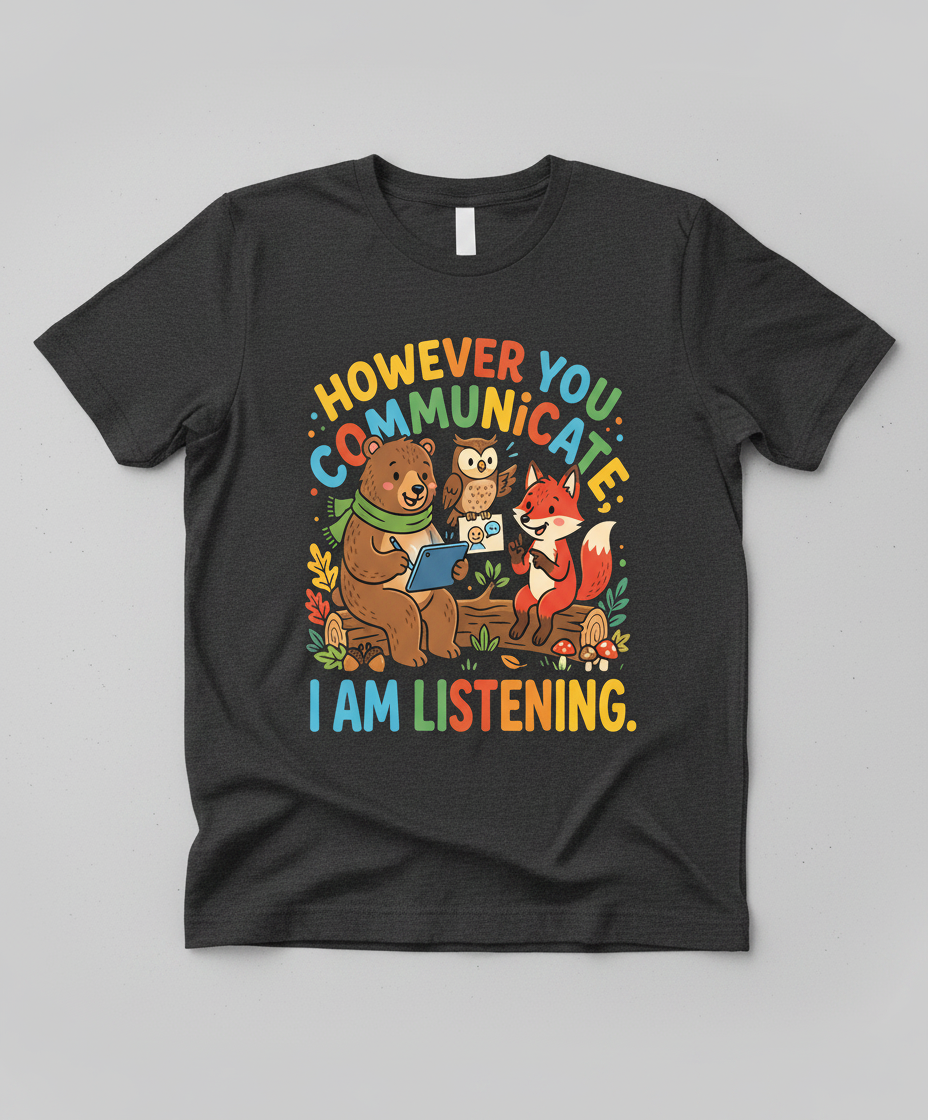 However You Communicate I Am Listening Neurodiversity Awareness Design T-Shirt - Dark Heather