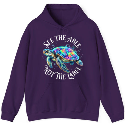 See the Able Not the Label Autism Awareness Hoodie - product mockup - Purple