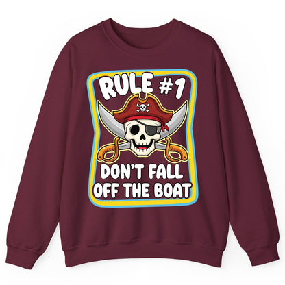 Rule 1 Don't Fall Off the Boat pirate Sweatshirt Maroon product mockup