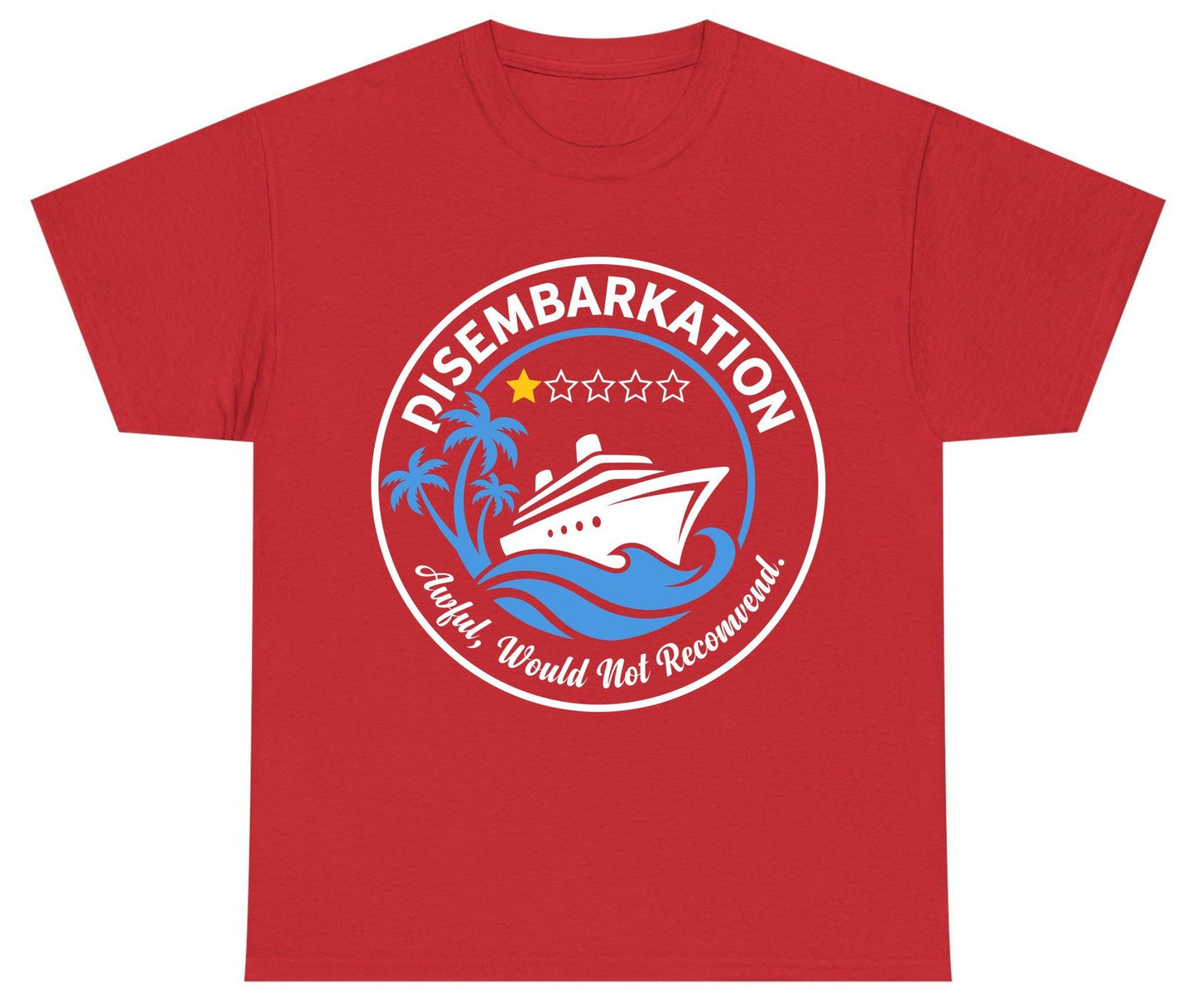 Disembarkation Awful, Would Not Recommend cruising Youth T-Shirt Red product mockup