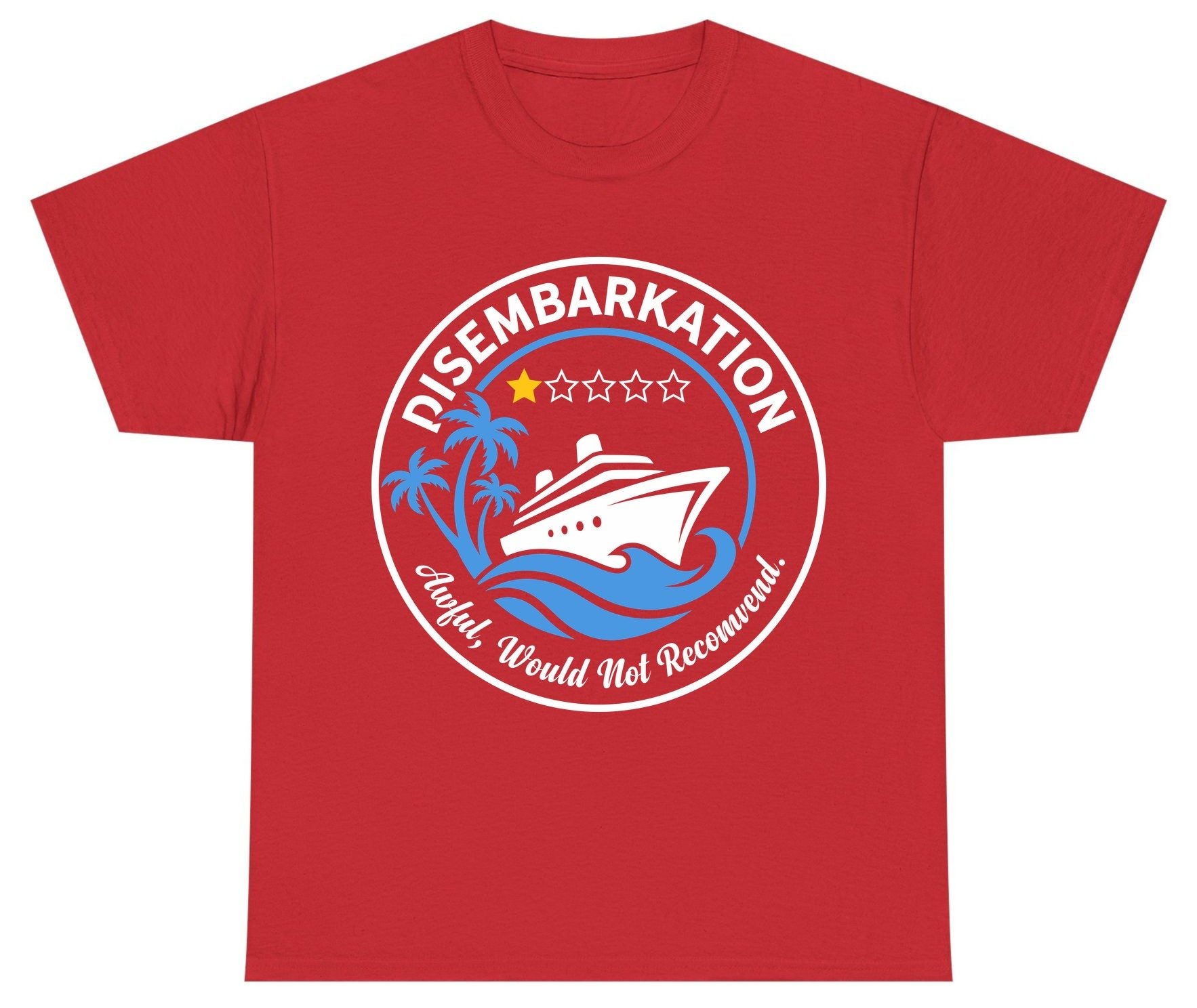 Disembarkation Awful, Would Not Recommend cruising Youth T-Shirt Red product mockup