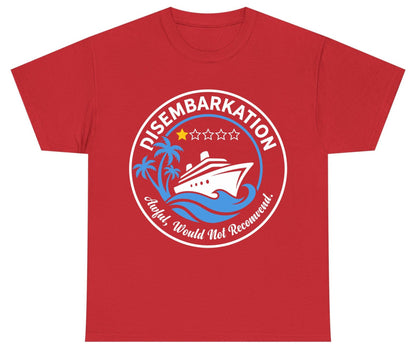 Disembarkation Awful, Would Not Recommend cruising Youth T-Shirt Red product mockup