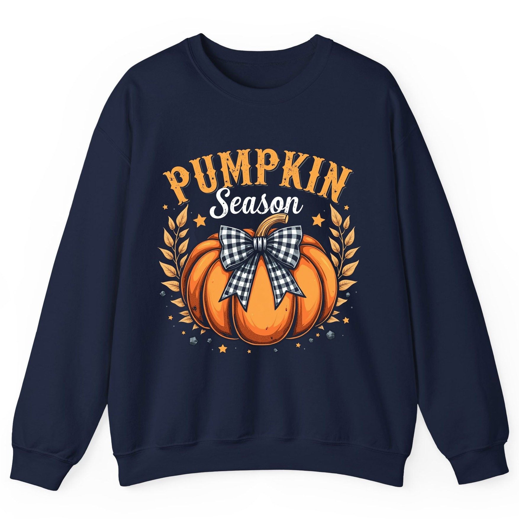 Pumpkin Season fall Sweatshirt Navy product mockup