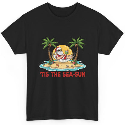 'Tis the Sea-Sun santa claus on a tropical vacation T-Shirt Black product mockup