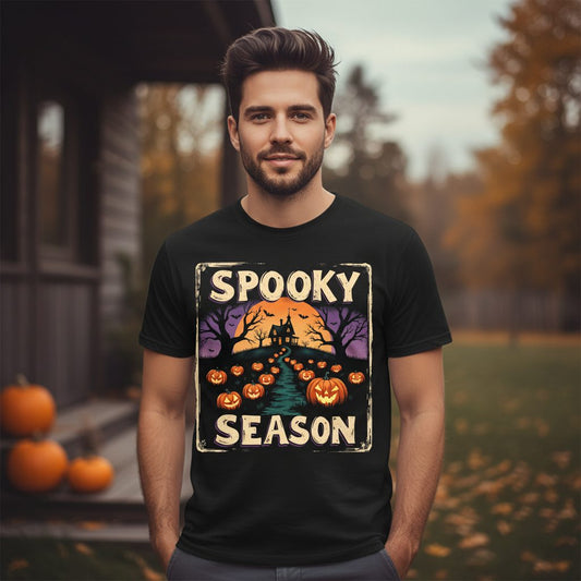 Spooky Season Halloween T-Shirt Black lifestyle mockup