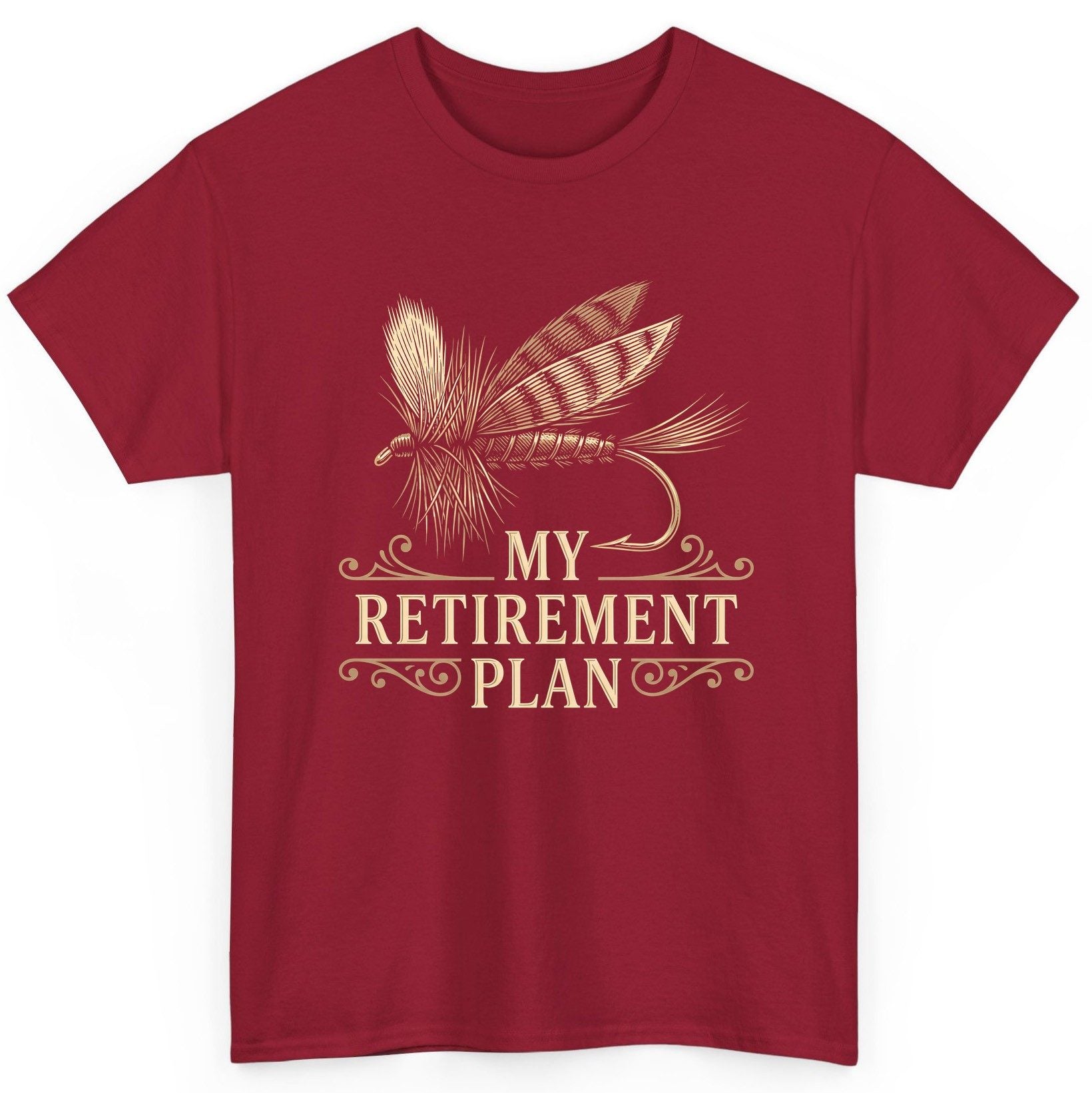 My Retirement Plan fly fishing T-Shirt Cardinal Red product mockup