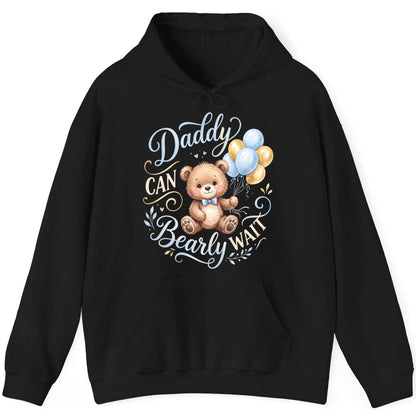 Daddy CAN Bearly WAIT Teddy Bear Hoodie - product mockup - Black