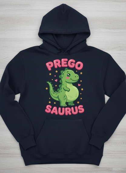 Cute Pregnant Dinosaur Prego Saurus Hoodie - Navy
