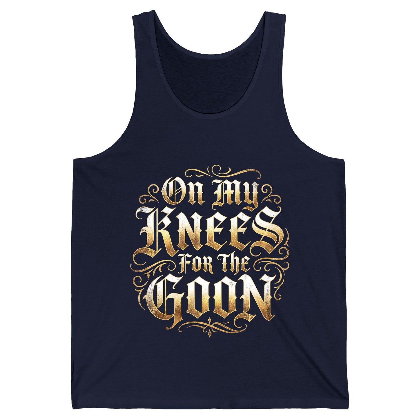 On My Knees for the Goon internet slang Tank Top Navy product mockup