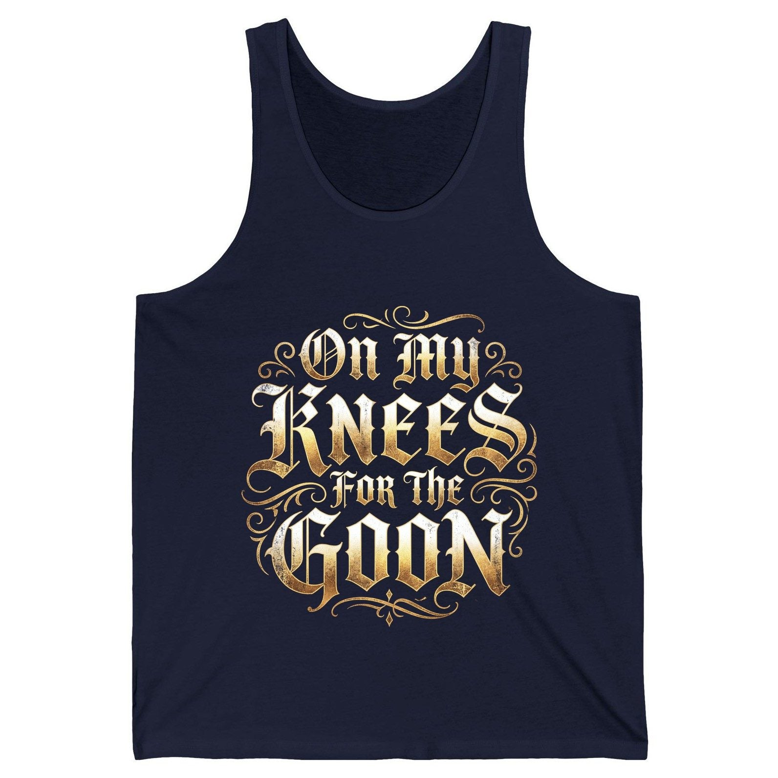 On My Knees for the Goon internet slang Tank Top Navy product mockup
