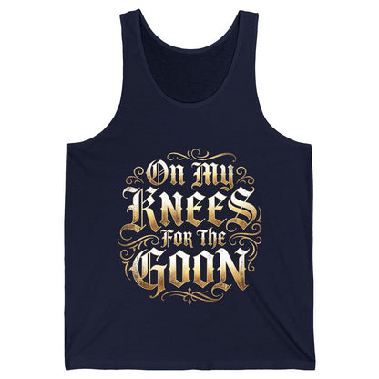 On My Knees for the Goon internet slang Tank Top Navy product mockup