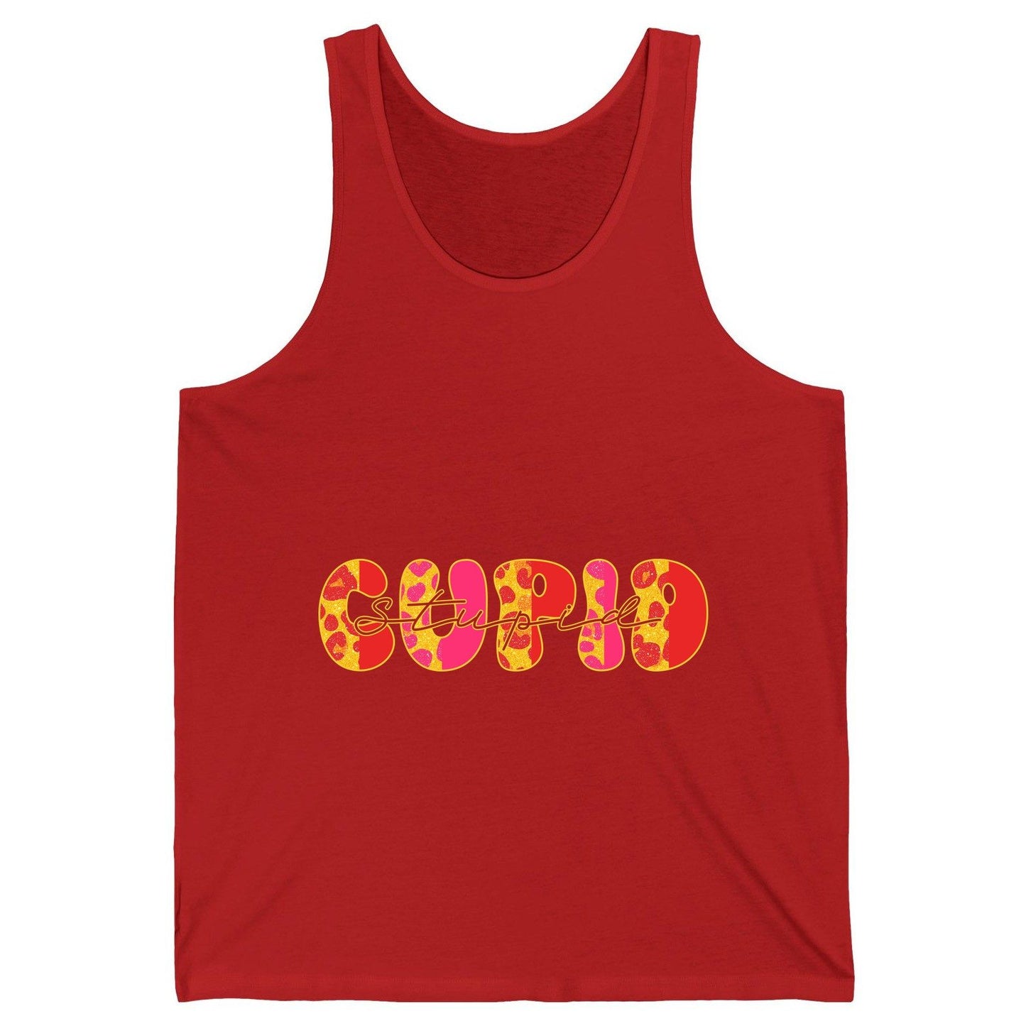 Stupid Cupid anti-Valentine's Day Tank Top Red product mockup