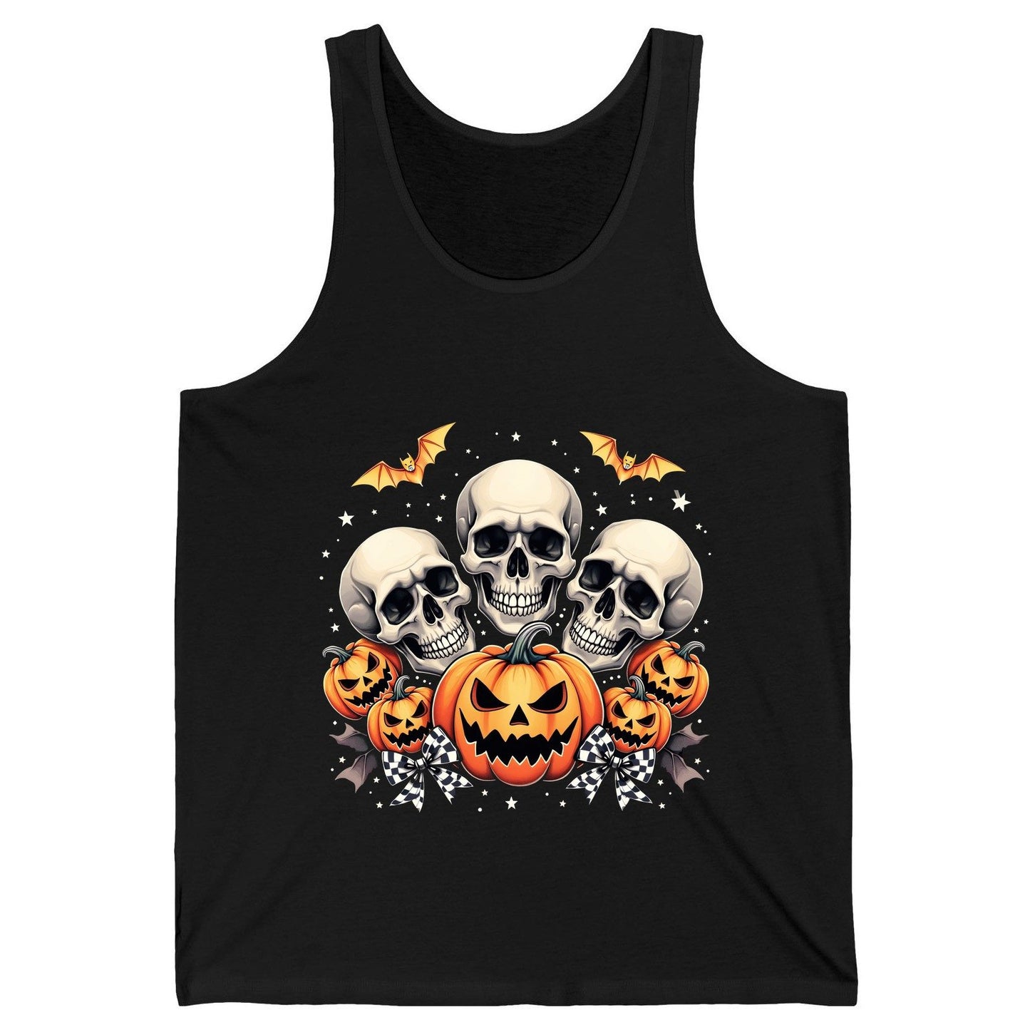 Skulls and Pumpkins Halloween Halloween Tank Top Black product mockup