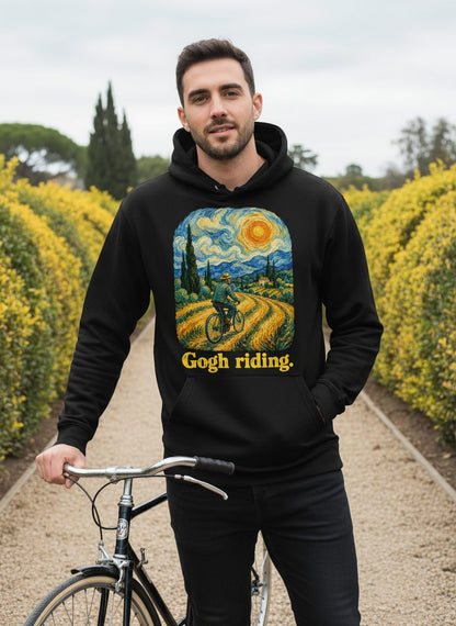 Gogh Riding van gogh parody Hoodie Black lifestyle mockup