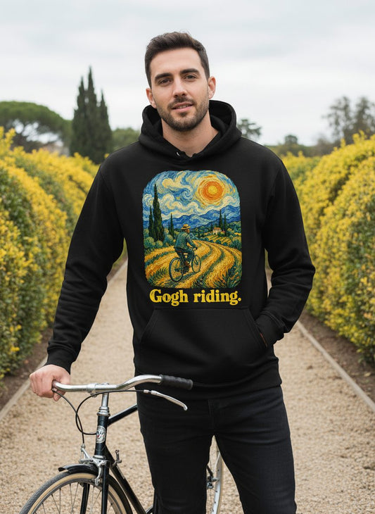 Gogh Riding van gogh parody Hoodie Black lifestyle mockup